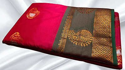 Vamika Dual Shade Silk Saree - Rani Pink