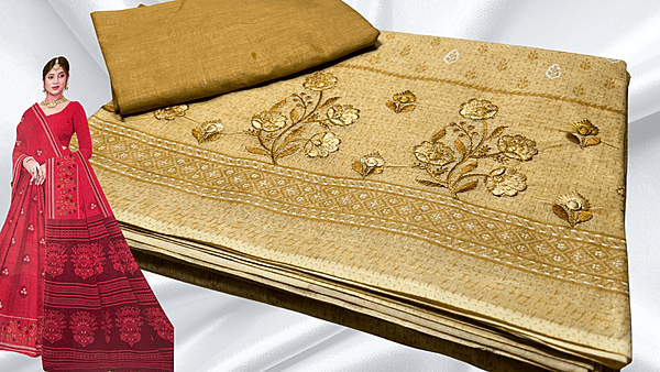 Prajakta Pure Cotton Embroidery Saree - Beige