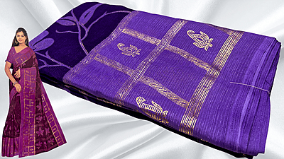 Bhumika Gold Foil Floral Saree - Violet