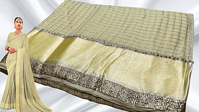 Viscose Georgette Queen Jari Silk Saree - Half White Viscose Georgette Queen Jari Silk Saree - Half White