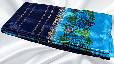 All The Best Gold Foil Saree - Dark Blue All The Best Gold Foil Saree - Dark Blue