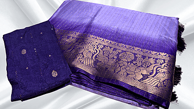 Range Rover Gold Line Jari Saree - Lavendar Range Rover Gold Line Jari Saree - Lavendar