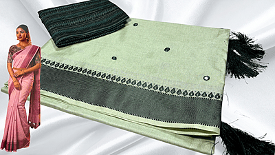 Arome Mirror Work Elegant Saree - Light Green Arome Mirror Work Elegant Saree - Light Green