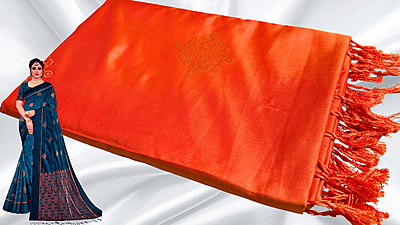 Trisha Kolam Design Jari Silk Saree - Fanta Trisha Kolam Design Jari Silk Saree - Fanta