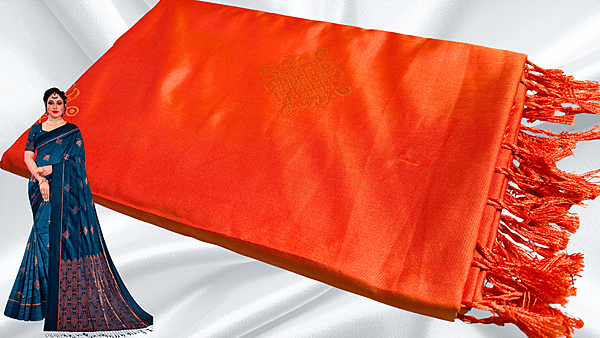 Trisha Kolam Design Jari Silk Saree - Fanta