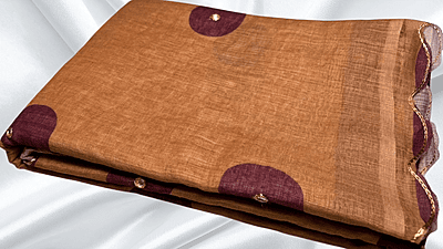 Linen Magic Kalamkari Design Saree - Choco