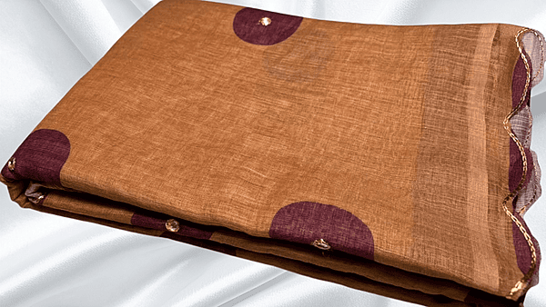 Linen Magic Kalamkari Design Saree - Choco