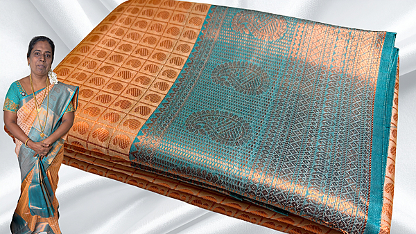 Trichy Silk Manga Design Saree - Cream