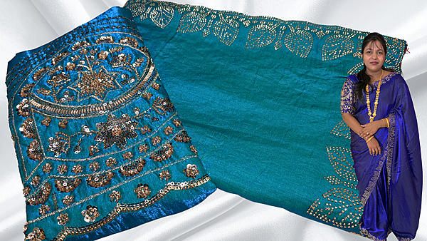 Paradise Stone Work Designer Saree - Turquoise