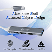 Zoook Type c to USB 3.0 hub/4 port/1 USB 3.0 port/3 USB 2.0 port/Free usb convertor/ iU43 USB Hub  (Grey)