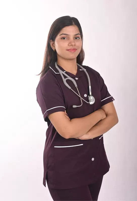 Ksvi Nurse Uniform L Collar Shirt & Pant ( Wine )
