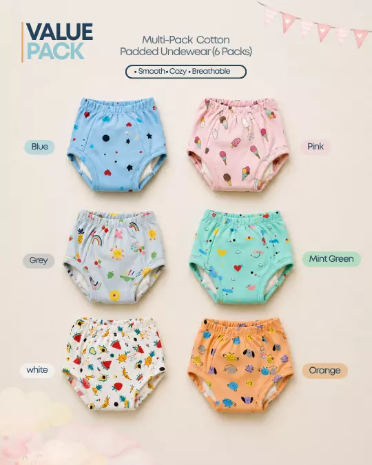 Cotton Padded Underwear-Value Pack of 6