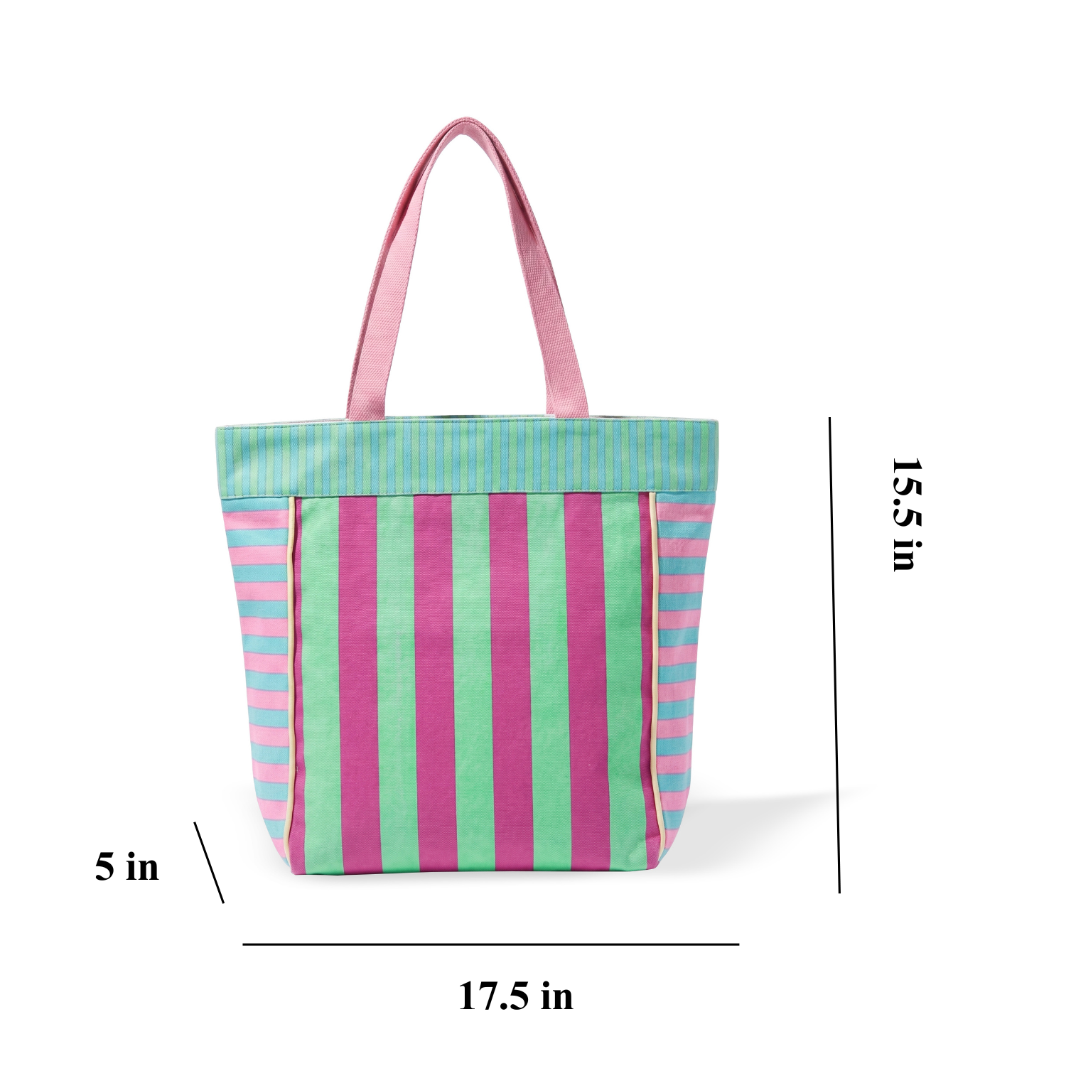 Stylish Striped Tote Bag with Inner Pocket - Pink and Blue Combo