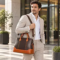 The Belmont Dual-Tone Leather Satchel Executive Handbag