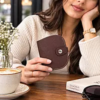 Nomad Handcrafted Genuine Leather Wristlet Wallet Rustic Dark Brown