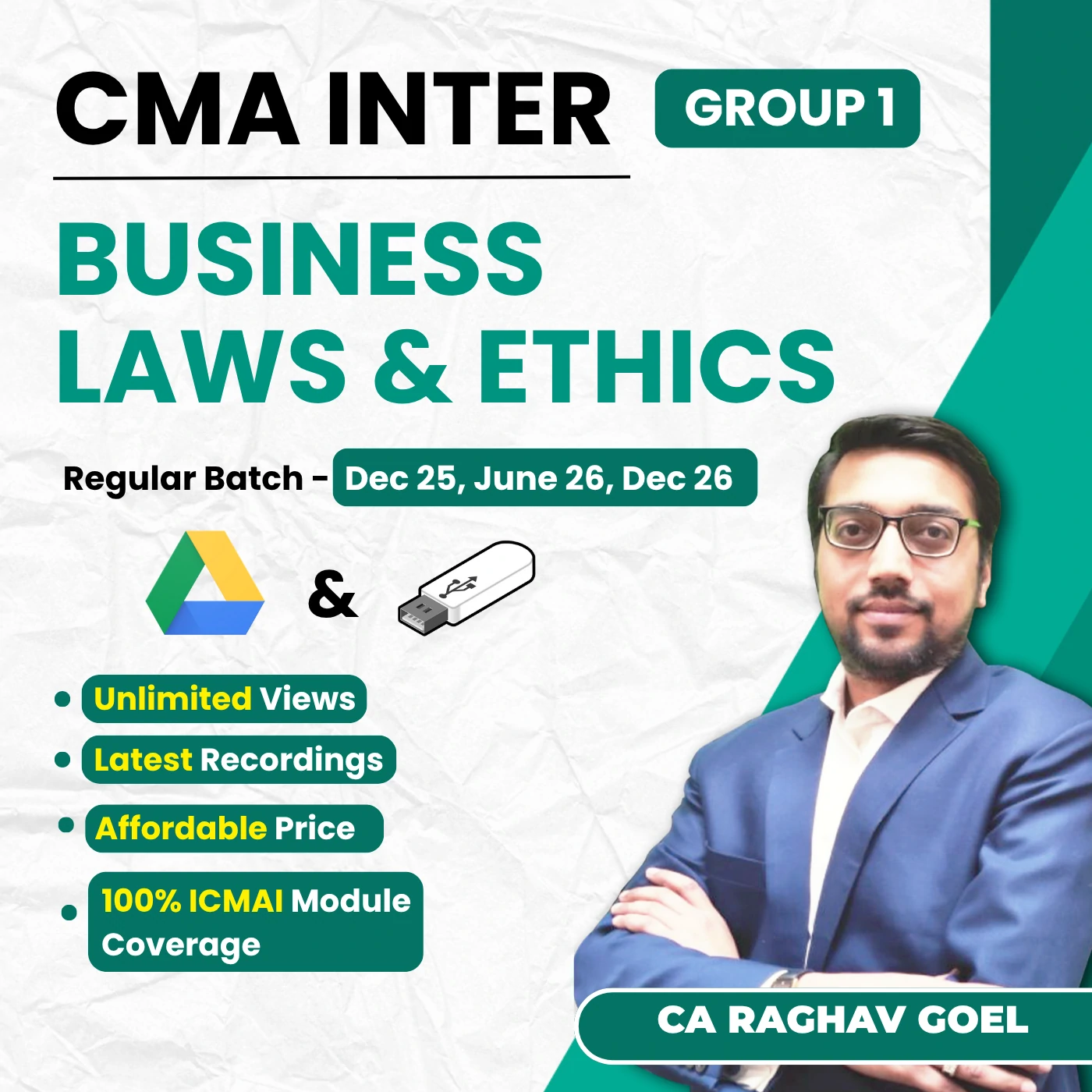 CMA Inter Business Laws and Ethics (Group 1) By CA Raghav Goel