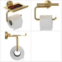 LE-GG-08 Toilet Paper Holder With Shelf (Glossy Gold Finish)