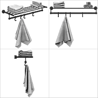 LE-MB-01 Towel Rack With Towel Holder & Hook (Matt Black)