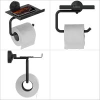 LE-MB-08 Toilet Paper Holder With Shelf (Matt Black)