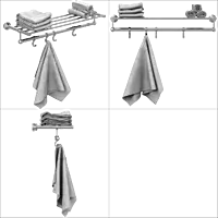 LE-01 Towel Rack With Towel Holder & Hook (Chrome Finish)
