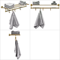 LE-GG-01 Towel Rack With Towel Holder & Hook (Glossy Gold Finish)