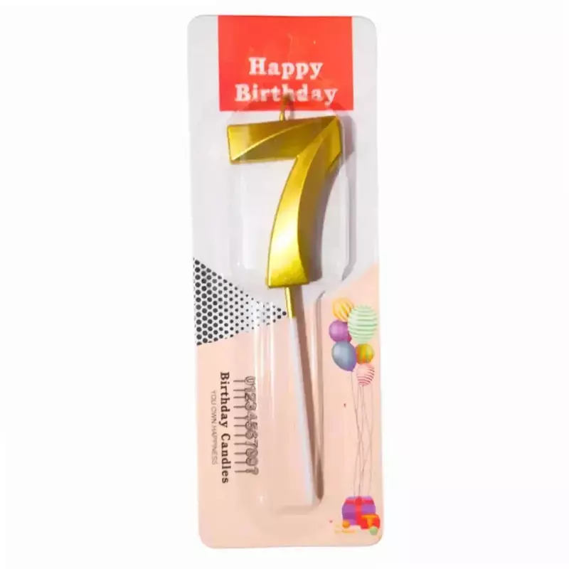 Number 7 Metallic Party Candle