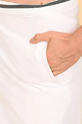 Men’s 100% Cotton Readymade Double-Layer White Veshti with Fancy Border