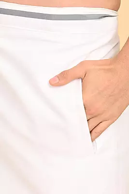 Men’s 100% Cotton Readymade Double-Layer White Veshti with Fancy Border