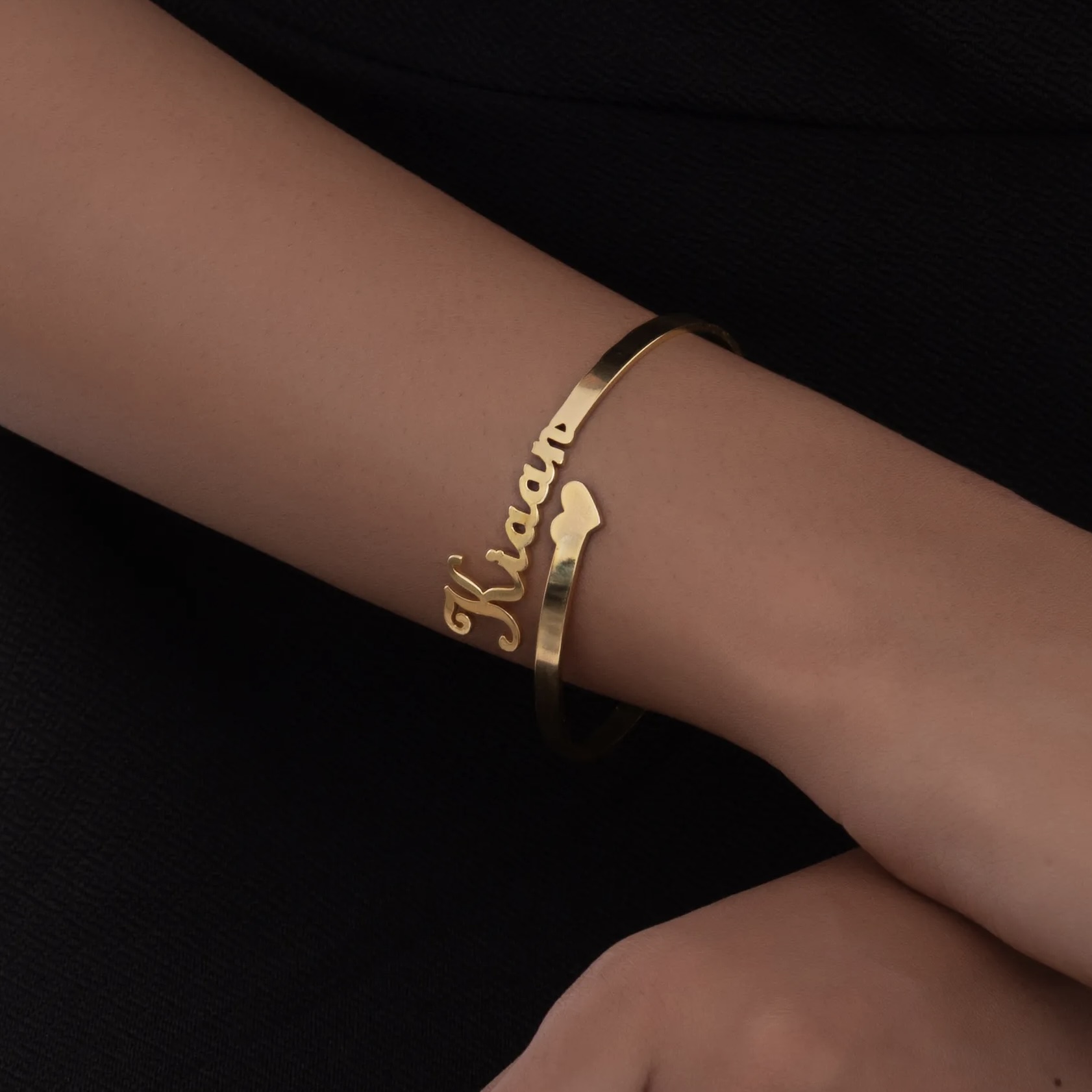 Personalized single name heart Cuff