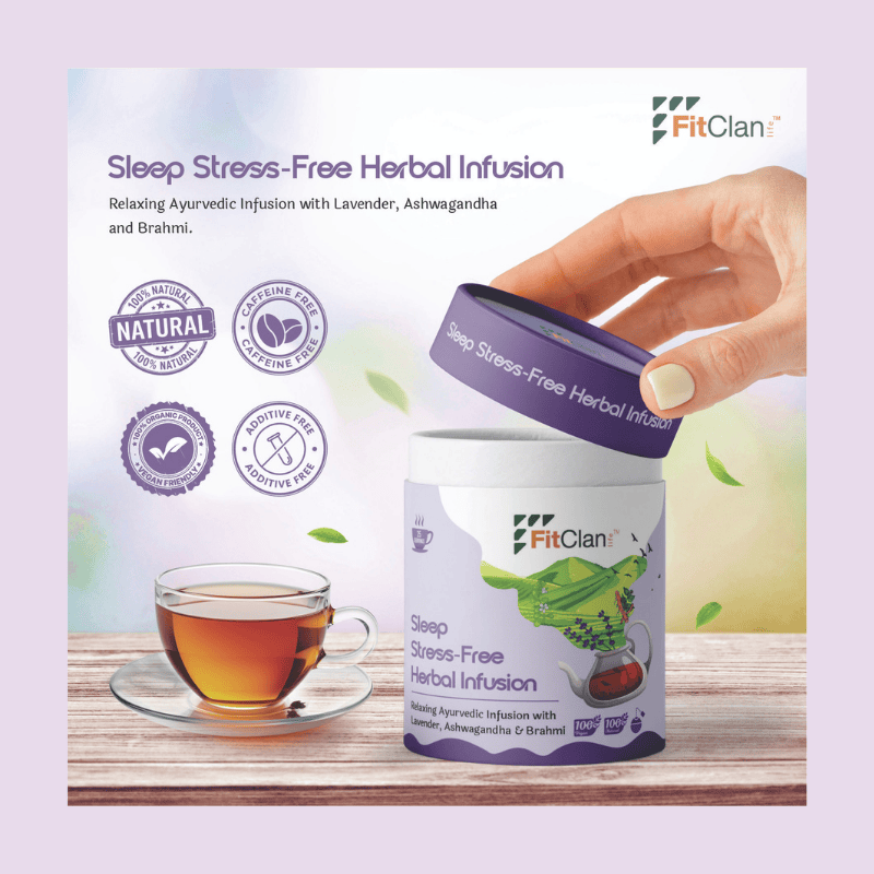 Sleep Stress-Free Herbal Tea | Relaxing Ayurvedic Tea with Ashwagandha, Brahmi & Lavender