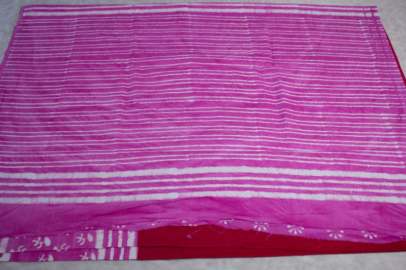 Cotton Handblock - Crimson Red with Violet Border