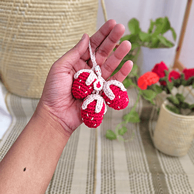 Crochet Strawberry Key Chain