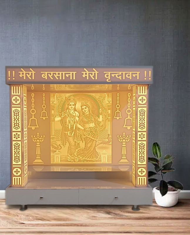 Acrylic Om Mandir With Storage Space | Acrylic Pillar