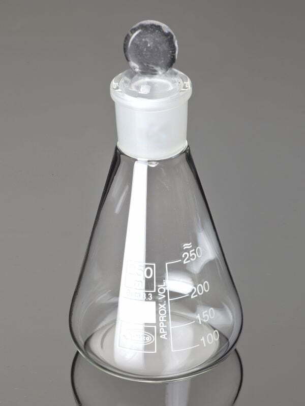 Conical Flask with Penny Head Glass Stopper GLASSCO