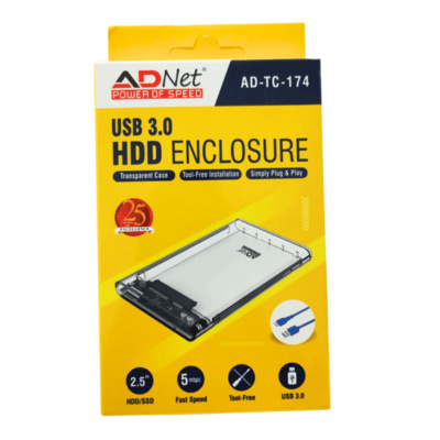 AD-TC-174 USB 3.0 Transparent Glass Laptop Casing 6.5cm (2.5 Inch) HDD/SSD Enclosure Case Cover SATA