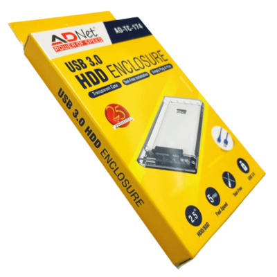 AD-TC-174 USB 3.0 Transparent Glass Laptop Casing 6.5cm (2.5 Inch) HDD/SSD Enclosure Case Cover SATA