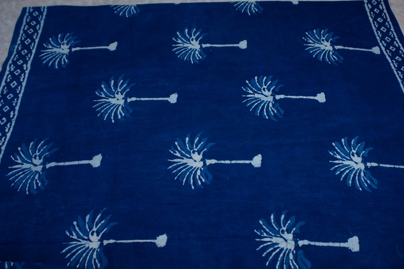 Cotton Handblock - Indigo with Batik Prints