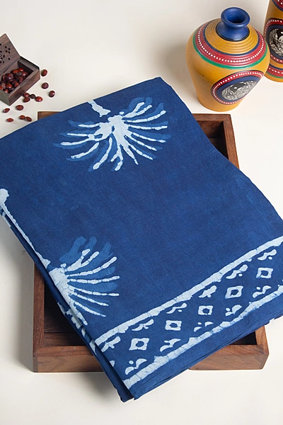 Cotton Handblock - Indigo with Batik Prints