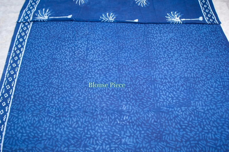 Cotton Handblock - Indigo with Batik Prints