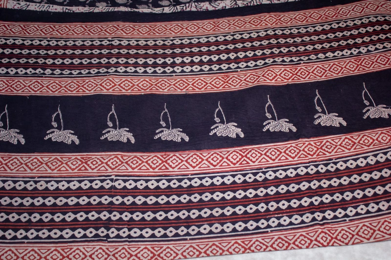 Cotton Handblock - Black with Mango Prints