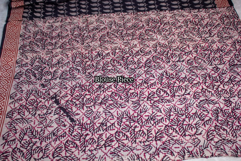 Cotton Handblock - Black with Mango Prints