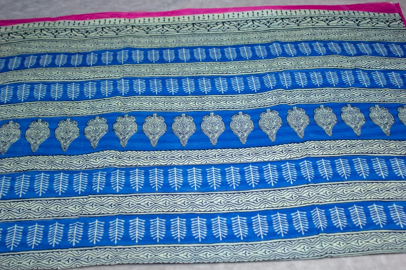 Cotton Handblock - White with Elephant Prints