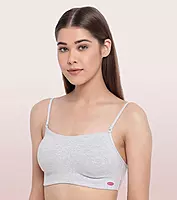 ENAMOR Moulded Double Layer Front Women's Cotton Cami Bra - Detachable Slim Straps with Back Keyhole, Non Padded, Wirefree, High Coverage A022
