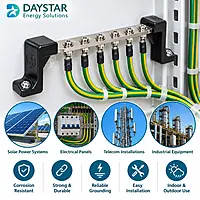 6 Hole Earth Bench / Terminal Strip | Stainless Steel Grounding Bar