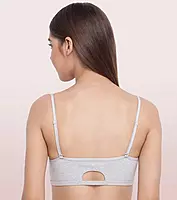 ENAMOR Moulded Double Layer Front Women's Cotton Cami Bra - Detachable Slim Straps with Back Keyhole, Non Padded, Wirefree, High Coverage A022