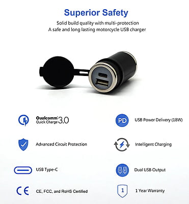 Cliff Top DIN (HELLA) TO 36W PD USB-C + QC 3.0 (Straight) Cliff Top DIN (HELLA) TO 36W PD USB-C + QC 3.0 (Straight)