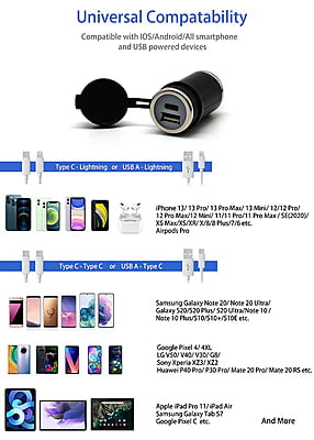 Cliff Top DIN (HELLA) TO 36W PD USB-C + QC 3.0 (Straight) Cliff Top DIN (HELLA) TO 36W PD USB-C + QC 3.0 (Straight)