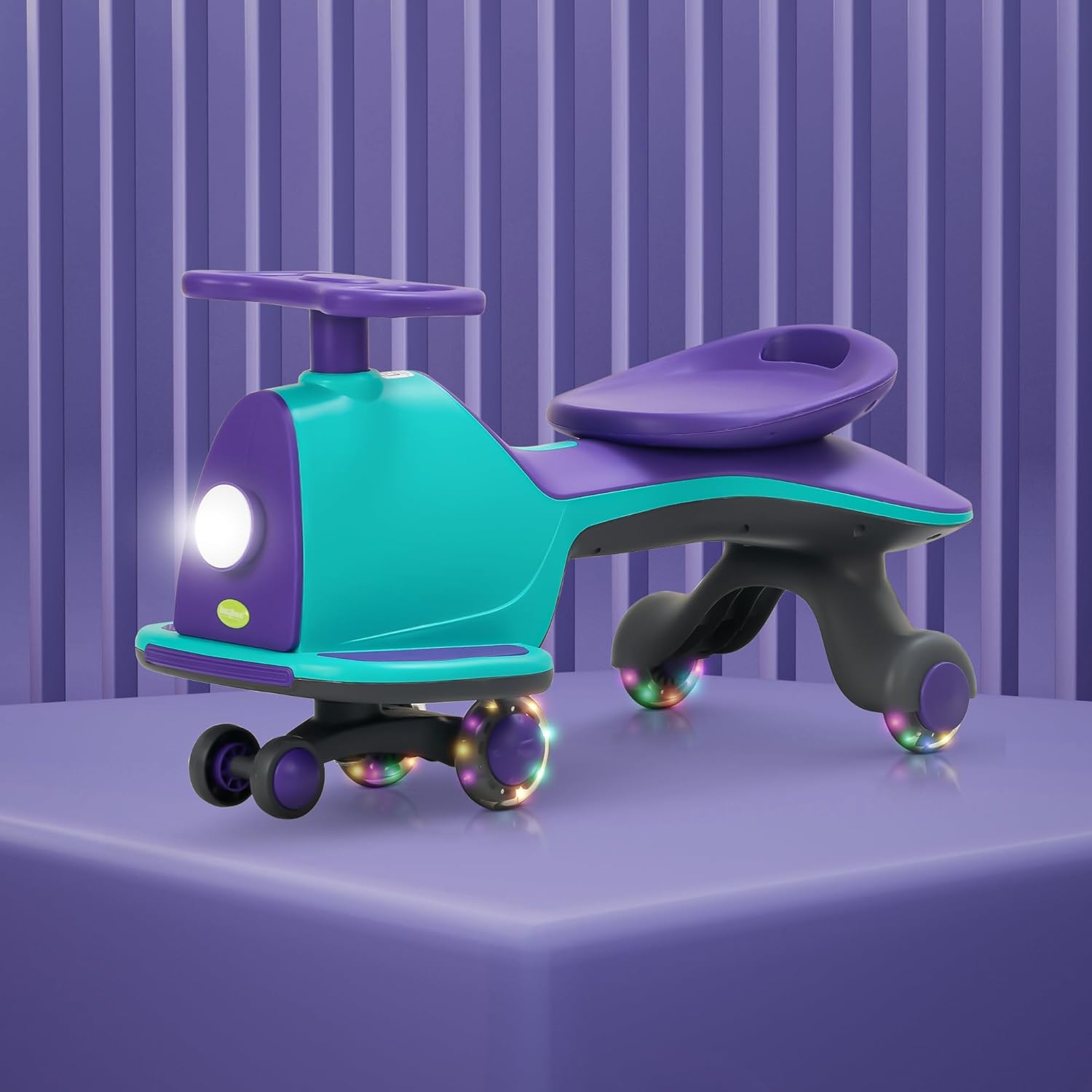 Baybee Nord Kids Magic Swing Car for Kids- Green/Violet Baybee Nord Kids Magic Swing Car for Kids- Green/Violet
