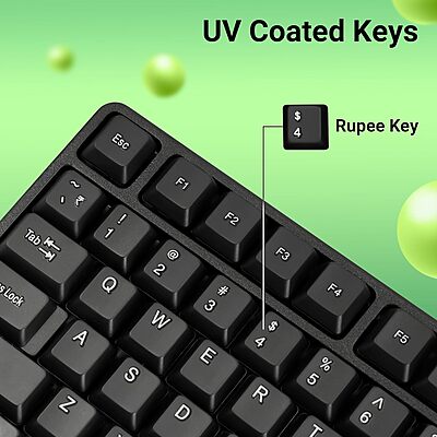 Zebronics K20 Wired Keyboard – USB, 104 Keys, ergonomic design, multimedia keys, durable build, plug and play, compatible with Windows, sleek black finish, perfect for home and office use.