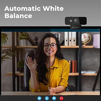 Zebronics Sharp Pro Webcam – QXGA HD Webcam with Mic, Autofocus, USB Plug & Play